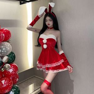 Set di Lingerie Sexy con Bretelle a Tema Coniglietta per Capodanno, <span class=keywords><strong>Costume</strong></span> <span class=keywords><strong>da</strong></span> <span class=keywords><strong>Cameriera</strong></span> in Peluche con Abiti Eleganti, Uniforme Aderente - Product Image 2