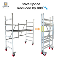 Échafaudage mobile pliable en alliage d'aluminium LINYI QUEEN 6082-T6, hauteur de travail 9'8'', charge 993 lb, haute résistance
