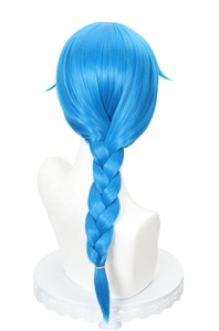 Perruque Cosplay Arcane LOL en Gros, 50 cm de Long, Bleue, <span class=keywords><strong>League</strong></span> <span class=keywords><strong>of</strong></span> Legends, Jeune <span class=keywords><strong>Jinx</strong></span>, Perruque Anime Synthétique Résistante à la Chaleur, Peluca - Product Image 6