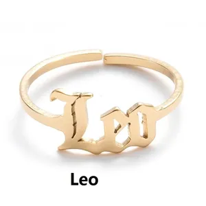 Кольца со знаками Зодиака из нержавеющей стали для женщин и мужчин, дизайнерские минималистичные украшения в античном стиле с надписью «Лев», 12 знаков зодиака