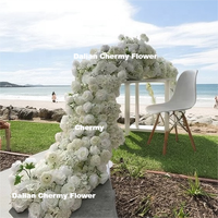 Chemin de table décoratif pour mariage, 2 m, chemin de table en fleurs artificielles blanches pour la décoration de mariage