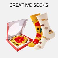 2025 nouvelle tendance Happy Funny Food Pizza Crew chaussettes chaussettes quotidiennes décontractées de haute qualité avec manchette inférieure respirante pour le printemps