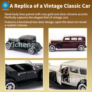 Modellino Auto d'Epoca in Scala 1:32, Veicolo Classico Retro <span class=keywords><strong>Cadillac</strong></span> con Porte Apribili e Funzione Pull-Back, Auto Giocattolo in Lega 1/32 per Bambini e Collezionisti - Product Image 2