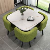 Meilleur ensemble de table et chaises de salle à manger 4 places, design nordique moderne avec plateau rond en bois et pieds en métal, pour événements, fêtes, restaurants, cafés