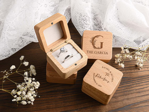Caja de anillo de compromiso de boda de madera personalizada - Product Image 3