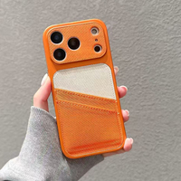Nouvelle coque de téléphone en cuir avec porte-cartes pour iPhone 17 Pro Max 16 Pro 15, étui de protection antichoc avec fente pour cartes et design portefeuille