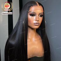Perruque sans colle ultra-lisse 100% cheveux humains vierges indiens HD transparente pour perruque noire naturelle droite tailles 13x6/4x4 pour femmes