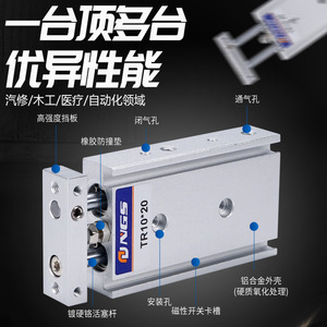 ตัวลูกสูบแบบอลูมิเนียมนิวเมติก20กระบอก Tr10เพลาคู่ NGS - Product Image 3