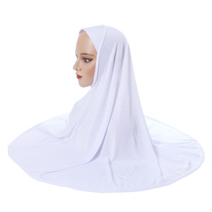 Jersey de algodón para mujer, hiyab árabe, doble capa, sólido, verano, borde transpirable, pañuelo para la cabeza, gasa elástica alta, uso diario, Gato Ming - Product Image 6