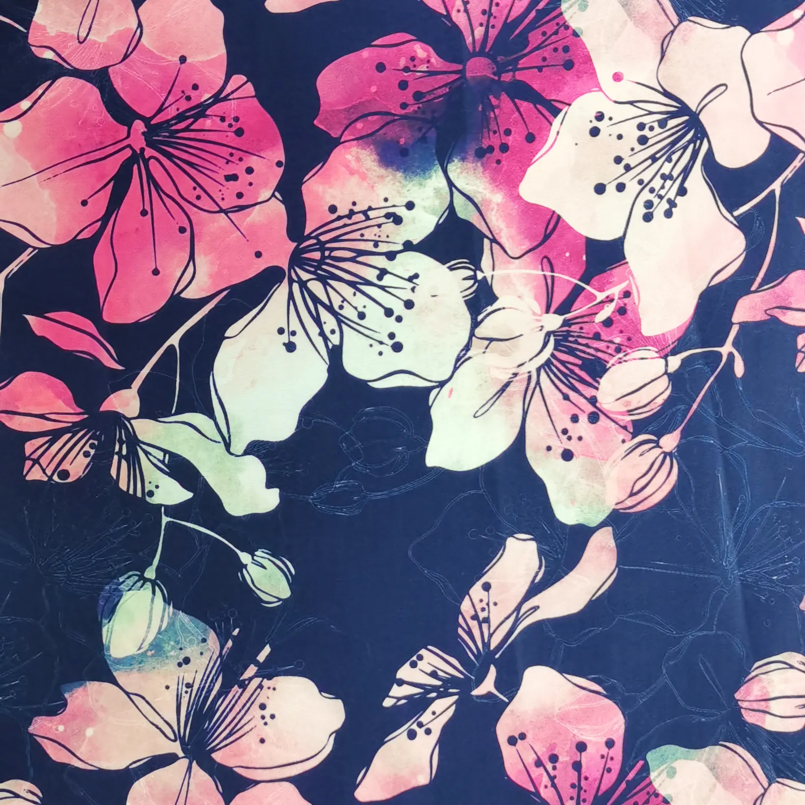 Nieuw Aanbevolen Abaya 100% Polyester Custom Digitaal Bedrukt Polyester Koshibo Crêpe Stof Bloem Voor Jurk