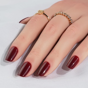 Kit de <span class=keywords><strong>Uñas</strong></span> Acrílicas de Moda, 16 Tamaños, 32 Piezas, Gel Suave <span class=keywords><strong>Rojo</strong></span> <span class=keywords><strong>Vino</strong></span>, Ajuste Perfecto, <span class=keywords><strong>Uñas</strong></span> Naturales Adhesivas, Rojas Cuadradas, Pegamento, <span class=keywords><strong>Cortas</strong></span> - Product Image 2