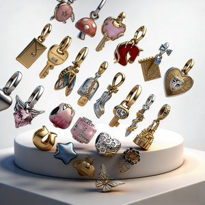 Colgante Romántico de Plata de Ley 925 con Forma de Corazón, <span class=keywords><strong>Mariposa</strong></span> y Hongo, para Pulseras y Collares DIY, Regalo de Cumpleaños para Mujer - Product Image 1