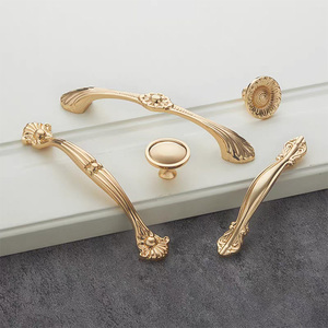 Luxury Golden Brass Cabinet <strong>Knobs</strong> and Pulls for Bedroom and Kitchen Furniture Hardware with Midcentury Modern Design - Product Image 5