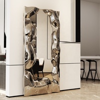 Miroir Mural Rectangulaire Unique en Métal de Haute Qualité, Décoration Artistique Moderne pour la Maison
