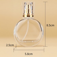 Botol Parfum Kaca Bulat Pipih 25mL dengan Nozzle Semprot, Mini Portabel, Kosmetik Kosong, Kemasan Terpisah