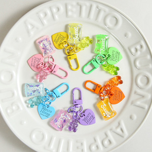 Candy Bear Pendant Keychain with Pentagram Design Kawaii Fancy Candy Color Acrylic Charm - Product Image 3