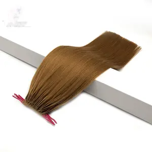 100% el yapımı İnsan saç uzatma ürün yüksek kaliteli kahverengi renk düğüm iplik saç uzatma peruk