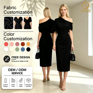 Robe longue élégante noire asymétrique à manches cape pour <span class=keywords><strong>femme</strong></span>, luxueuse, drapée, style crayon, pour <span class=keywords><strong>soirée</strong></span> formelle, en satin, taille haute, coupe ajustée - Product Image 1