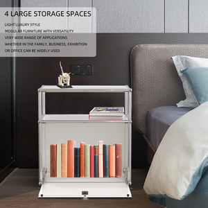 Bàn đầu giường phòng ngủ phong cách giữa thế kỷ, đồ nội thất mô-đun bằng kim loại bằng thép không gỉ, đồ nội thất tùy chỉnh màu trắng sữa - Product Image 3