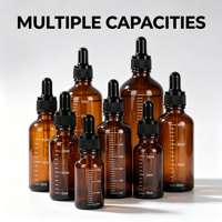 Flacons compte-gouttes en verre ambré pour huiles essentielles de 5 à 100 ml, flacons échantillons de sérum de 1 oz, 30 ml, 50 ml avec graduation, emballage pour produits aromatiques et soins de la peau