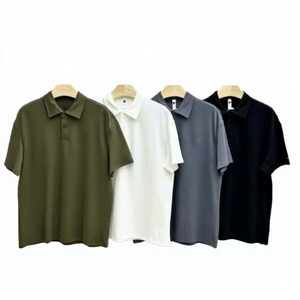 Polo en coton à manches courtes pour homme, couleur unie, respirant, style décontracté, coupe classique - Product Image 1