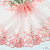 Dentelle brodée noire de 30 cm, tissu en tulle floral, bordure en dentelle brodée, dentelle en maille douce pour lingerie, soutien-gorge, sous-vêtements