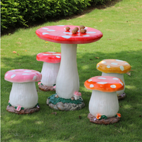Nouvelle arrivée personnalisé jardin décoration extérieure en fibre de verre dessin animé champignon Table et chaise Statue