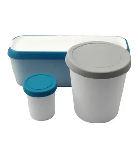 100% Food Grade Siliconen Rechthoek Ijsbak Plastic Ijscontainer Met Deksel