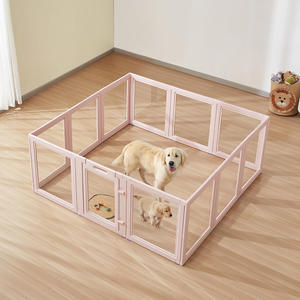 Recinto per Cani di Taglia Grande Rosa, Materiali Durevoli, Facile Montaggio, Include Serratura - Recinzione Ecologica per Animali Domestici da Interno/Esterno - Product Image 1