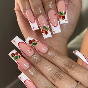 TSZS Aleación de lujo 3D rojo cereza Nail Art Rhinestone Charms 20 piezas suministros de manicura pegatinas calcomanías cereza decoración de <span class=keywords><strong>uñas</strong></span> - Product Image 4