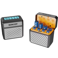 Chargeur de piles AA/AAA 8 emplacements compatible Flip Top 1,5 V Li-ion + 1,2 V NiMH avec écran LCD intégré, protection contre les surcharges, fournisseur OEM, faible MOQ