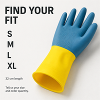 Gants de nettoyage réutilisables en caoutchouc de 32 cm avec grip texturé pour la vaisselle domestique et le nettoyage ménager