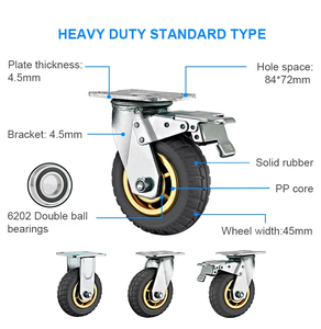 गर्म बिक्री औद्योगिक 3-8 इंच P+ धातु पॉलीप्रोपाइलीन कैस्टर व्हील डबल बॉल के साथ कुल लॉक ब्रेक 90-200 किलोग्राम भार भार - Product Image 4