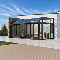 Véranda en verre et alliage d'aluminium de luxe - Design moderne, double vitrage trempé, écologique, pour villa résidentielle, cour et jardin