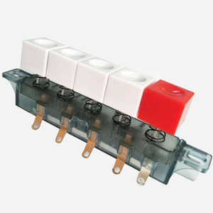 Interruttore per Tastiera TUOWEI a 5 Tasti, 5 Velocità, 3 Marce, 1A 250VAC, Tasti Bianchi e Rossi, Modello 3800-5, Guangdong - Product Image 1