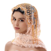 Voile en dentelle et mousseline pour femmes musulmanes, châle superposé, foulard de style saoudien et de Dubaï, écharpe islamique pour usage quotidien en Turquie