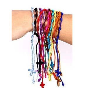 Pulsera de Cruz Hecha a Mano, Cuerda de Nylon Trenzada, Rosario con Nudos Contadores, 12 Colores Aleatorios, Joyería de Regalo, Origen Zhejiang - Product Image 2