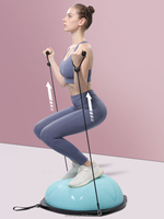 Ballon d'équilibre de yoga semi-circulaire 63 cm/24,8 pouces avec pompe à cordon PVC+ABS Écologique Anti-éclatement Multifonction Transparent