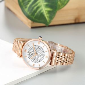 Nuovo arrivo di shopping on-line del diamante della signora di <span class=keywords><strong>orologi</strong></span> impermeabile della vigilanza dei monili di oro rosa minimalista delle donne della vigilanza orologio da polso - Product Image 5