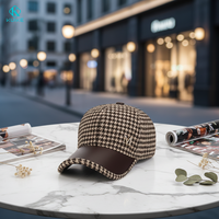 Gorra de Béisbol Deportiva Unisex para Otoño/Invierno, Diseño de Pata de Gallo, Poliéster/Algodón, Patchwork Retro, Impermeable, Ajustable, Venta al Por Mayor, MOQ Bajo