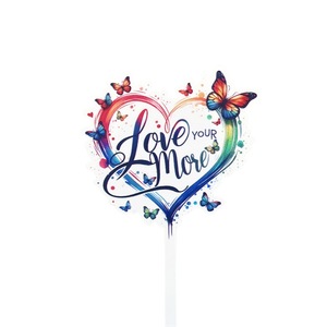 ท็อปเปอร์เค้กอะคริลิค ลายฮันนี่แอนด์สวีทเนส สำหรับวันวาเลนไทน์ ของตกแต่งวันเกิด พิมพ์ลาย UV รูปหัวใจ รถบรรทุก ผีเสื้อ - Product Image 5