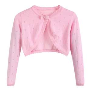 2024 venta al por mayor chica bloqueador solar cálido superior de manga larga de algodón de punto <span class=keywords><strong>Bolero</strong></span> suéter de baile para niños - Product Image 1
