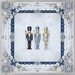 Tapis de Mahjong américain antidérapant avec marqueurs de direction de <span class=keywords><strong>jeu</strong></span>, motif cabane de neige et pin d'hiver - Product Image 4