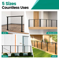 Kit Completo de Barandilla Horizontal de Cable de 8-12 pies, Color Negro, Resistente a la Corrosión, Sistema de Acero Inoxidable de Alta Seguridad para Terraza y Balcón Residencial