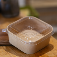 Bol à salade carré en papier imprimé sur mesure avec couvercle, conteneur en papier kraft épaissi, boîte à lunch jetable pour l'emballage de plats à emporter