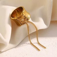 Ins beliebte Gold Metall Korsett Gürtel Ketten ring wasserdichte offene Design Quaste breite Band Ringe für Damen