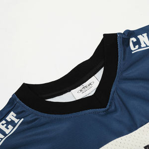 T-shirt unisexe vintage style sportif, col en V, manches courtes, jersey, tendance streetwear, ample, demi-manches, patchwork - Product Image 5