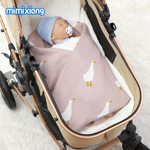 Couverture de lit pour bébé en coton crocheté Mimixiong Oeko <span class=keywords><strong>Tex</strong></span>, adorable motif jacquard canard - Product Image 4