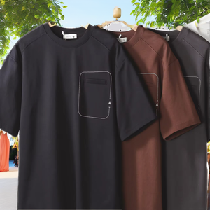 T-shirt décontracté pour homme en polyester/coton tricoté, doux et confortable, coupe ample, manches courtes, coupe classique, directement de l'usine - Product Image 2