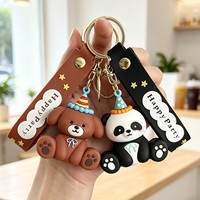 Llavero de Goma con Diseño de Animales de Dibujos Animados, Panda, Conejo, Elefante, Perro, Colgante para Mochila Escolar, Recuerdo de Fiesta, Regalo Promocional